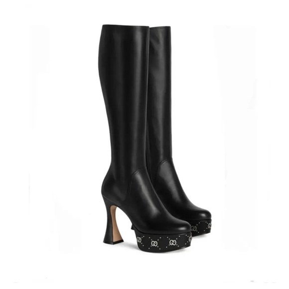 GUCCI ⭐️BNWT⭐️ “Charlotte" Studded Knee-High Platform Boots - Picture 9 of 15